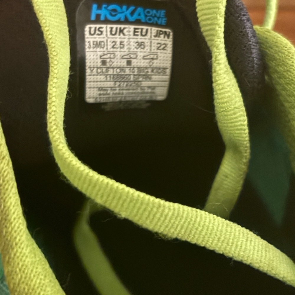 Kids HOKA Green and Black Sneakers - Picture 6 of 6